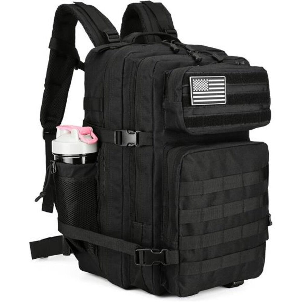 Tactical Assault Backpack 45L Waterproof Molle Military Hiking Travel Bag Black